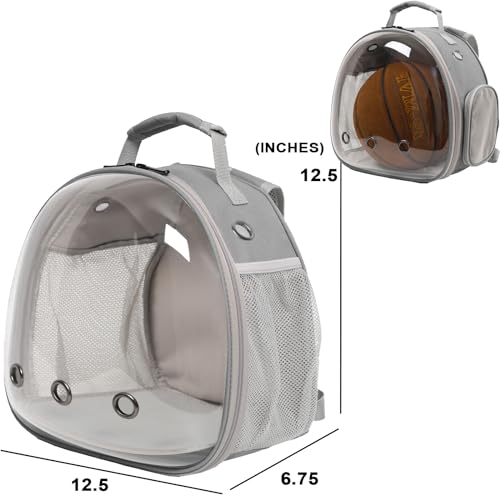 Leopard Gecko Travel Carrier,Bearded Dragon Travel Backpack with Harness and Leash Set,Space Capsule Clear Bubble Window Astronaut Reptile Carrier Backpack, Airline Approved - color: Grey