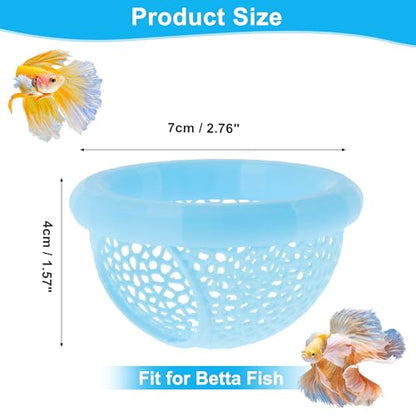 Floating Betta Cave & Hammock, Multi-Functional Hideout for Aquarium Blue - color: Blue