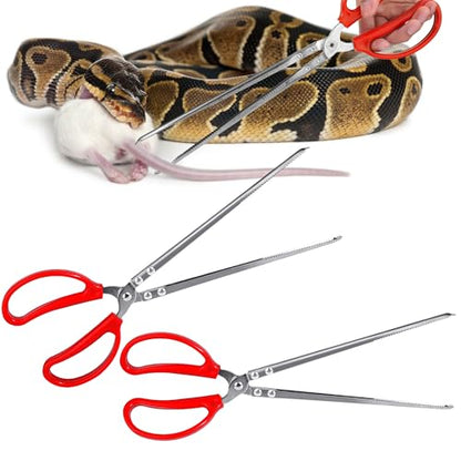 Vodolo Snake Feeding Tongs,2PCS 15 Inch Reptile Feeding Tongs,Extra Long Large Tweezers for Corn Ball Python Accessories,Bearded Dragon Reptile Gecko Tank Accessories Terrarium Supplies - size: 2PCS