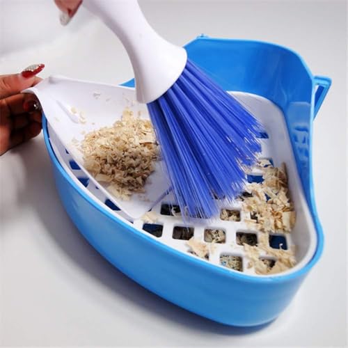 PINVNBY Mini Dustpan and Brush Set, Cage Cleaner for Guinea Pigs, Cats, Hedgehogs, Hamsters, Chinchillas, Rabbits, Reptiles, and Other Small Animals 2 Pack Mini Hand Broom and Dustpan - color: Blue