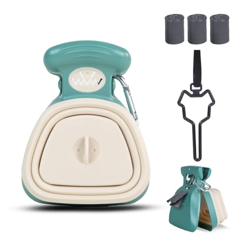 Medium Pooper Scooper, Portable and Handheld Size for Walking Large and Small Dogs Outside Yard or Travel Outdoors, Pup Poop Scoop with Container and 30pcs Pet Waste Bag Attachment - size: Medium