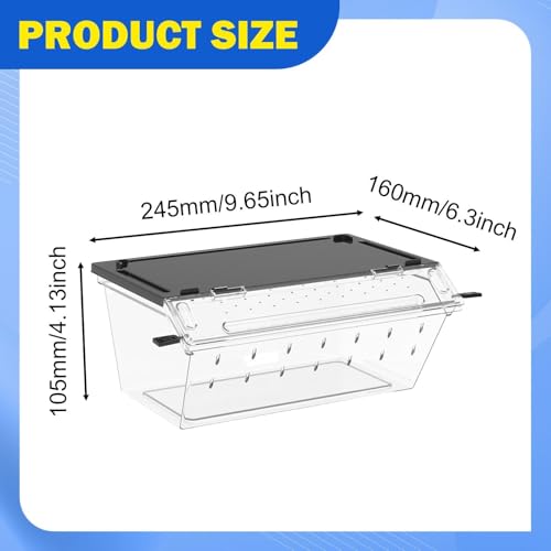 Reptile Feeding Box Enclosure Cage Flexible Landscaping Space Hatching Case Breeding Tank for Scorpions Hermit Crabs, Black