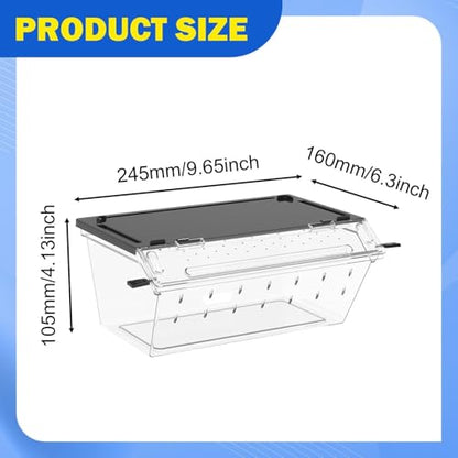 Reptile Breeding Box Enclosure cage Tank Acrylic Hatching case with Small Vents and Flexible Landscaping Space Suitable for Turtle Transport, Black