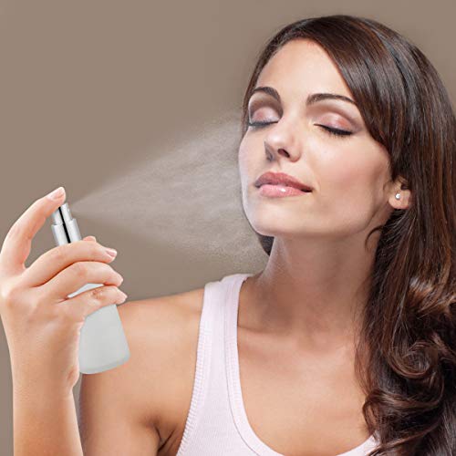 Empty Frosted Glass Spray Bottle 3.4oz, 2 Pack | Perfume Atomizer, Fine Mist - color: Silver Frosted