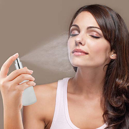 Empty Frosted Glass Spray Bottle 3.4oz, 2 Pack | Perfume Atomizer, Fine Mist - color: Silver Frosted