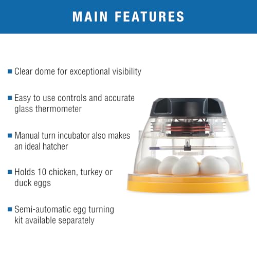 Brinsea Mini II Eco Manual Egg Incubator, Easy to Use Controls | Beginner-friendly, Brinsea-built with 50+ years of proven quality, External Water Top-Up, Fan Helps Air Circulation for Hatch - style: 10 Eggs