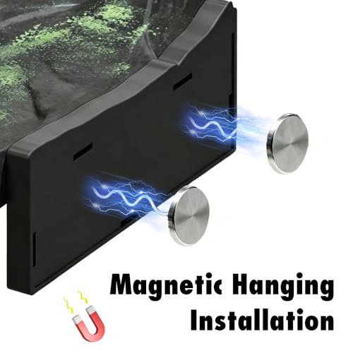 Magnetic Reptile Climbing Ledge, Rock Small Animals Basking Platform | Wall Mount, Detachable, Strong Magnetic Attachment, Vertical Space Saving - size: L