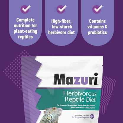 Mazuri® Herbivorous Reptile Diet | Food for Plant-Eating Herbivorous Lizards, Green Iguanas, Uromastyx Lizards | 8 Ounce (8 OZ) Bag