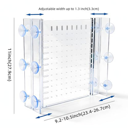 Fish Tank Divider Adjustable Acrylic Separator for 10 Gallon Tanks | Fits 10 gallon aquariums, adjustable 9.2"-10.5" width, clear acrylic panel, dual suction cups, freshwater divider - size: 9x11(10Gallon )