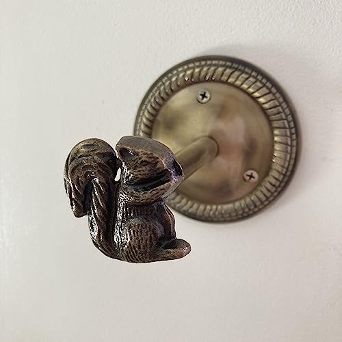 Animal Hook, Curtain Hold Back, Tie Back, Jewellery Hook, Antique Brass, Iron (Squirrel) - style: Squirrel