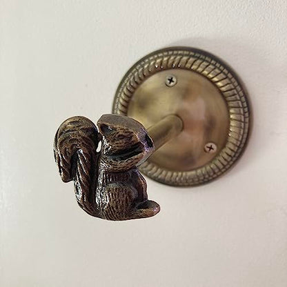 Animal Hook, Curtain Hold Back, Tie Back, Jewellery Hook, Antique Brass, Iron (Squirrel) - style: Squirrel