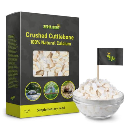 Crushed - 100% Natural Calcium Supplement - Premium Cuttlebone Perfect for Birds, Tortoises, Snails, Reptiles - 3.5 oz