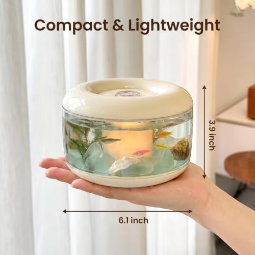Round Acrylic Fish Bowl with Lid Portable Travel Fish Tank | Transparent fish transport container, reptile turtle carrier, shrimp aquarium, dual-use desktop storage, round decor tank