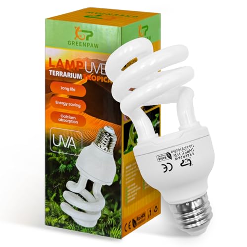 UVB Reptile Light, 5.0 15W UVA UVB Light for Reptiles, Spiral Compact Fluorescent UVB Bulb for Chameleons Tortoise Iguanas and Snakes - size: 5.5 in 5.0