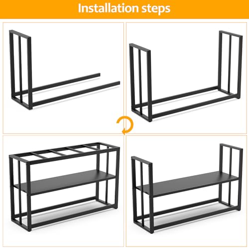 Akenow 55-75 Gallon Fish Tank Stand with Storage Shelf, 48.5 x14.9 x 29.2 Inch Aquarium Stand, Turtle Tank, Reptile Terrariums and Breeder Tank Stand,980LBS Capacity, Black - color: Black