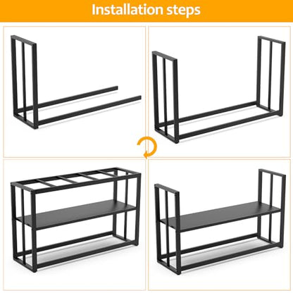 Akenow 55-75 Gallon Fish Tank Stand with Storage Shelf, 48.5 x14.9 x 29.2 Inch Aquarium Stand, Turtle Tank, Reptile Terrariums and Breeder Tank Stand,980LBS Capacity, Black - color: Black