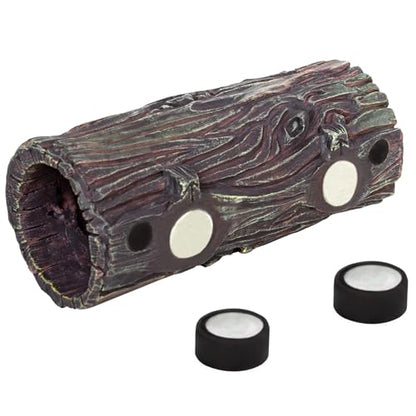 REPTIZOO Magnetic Reptile Hide Cave Resin Hollow Tree Trunk Hideout, Gecko Hide with Strong Magnetic Climbing Toy Reptile Tank Accessories for Crested Gecko,Lizard, Terrarium Decor