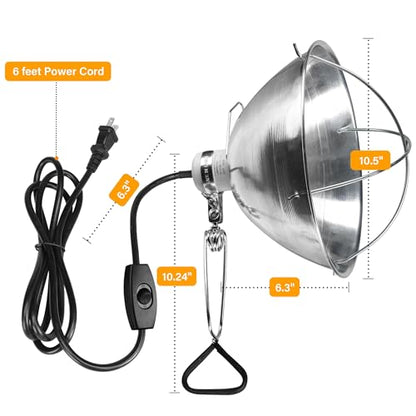 Simple Deluxe Clamp Lamp Light Socket with 10.5 Inch Aluminum Reflector and Bulb Guard, Suit for Max 250 Watt Lamp (No Bulb Included) with 18/2-Gauge 6 Feet Cord, 1-Pack - size: 10.5 Inch (250 Watts), style: 1-Pack New