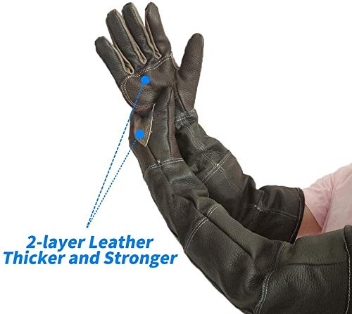 Animal Handling Long Gloves 23.6IN/60cm Waterproof,Cowhide Anti-Scratch/Bite Bird Handling Falcon Gloves Grabbing, Pet Cat Bathing Dog Bird