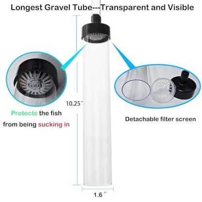 Seltome 7ft-L Aquarium Siphon Vaccum Cleaner Fish Tank Water Changer for Cleaning Gravel & Sand - size: 7ft-L