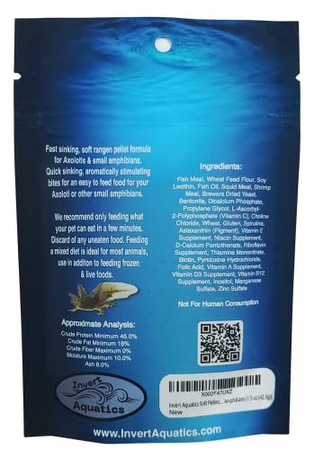 Soft Pellets for Axolotls - Moist Sinking Diet for Axolotl, Newts, Salamanders & Other Small Amphibians (3 oz (85g)) - size: 3 Ounce (Pack of 1)