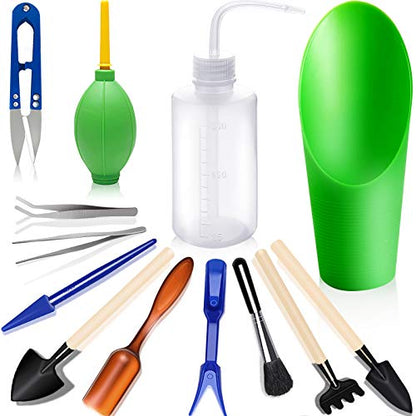 Succulent Tools, Mini Garden Tool Set, Transplanting Tools Set, Succulent Care kit for Succulent Miniature Gardening Plant, Multi, 13 Pcs | Ideal for Succulent Planting, Miniature Gardening and Indoor Bonsai Care - style: Green