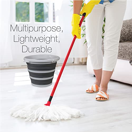 Brookstone Collapsible Bucket, Foldable Cleaning Bucket with Handle, Household Essentials Cleaning Basin and Dust Mop Bucket, Collapsible Wash Basin for Car Cleaning, [2.6 Gal. 10L] Round, Grey - color: Grey, Round, size: 2.6 Gallon