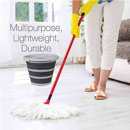 Brookstone Collapsible Bucket, Foldable Cleaning Bucket with Handle, Household Essentials Cleaning Basin and Dust Mop Bucket, Collapsible Wash Basin for Car Cleaning, [2.6 Gal. 10L] Round, Grey - color: Grey, Round, size: 2.6 Gallon