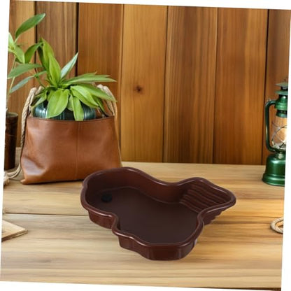Large Tortoise Bathing Pool with Ultralarge Capacity and Abs Material, Reptile Soaking Tub with Turtle Sunbathing Platform for Aquarium and Terrarium, Quick Cleaning and Versatile