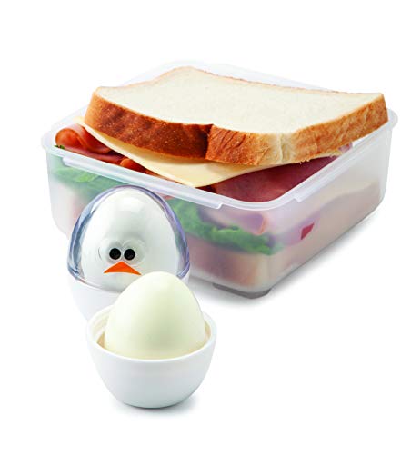 Joie Eggy Go Pods, Boiled Egg Holder for Travel or Fridge Storage, 2-Pack | Hard Container with Twist On Lid, Compact for Lunch Bags, Cute Chicken Design, BPA-Free and Dishwasher Safe