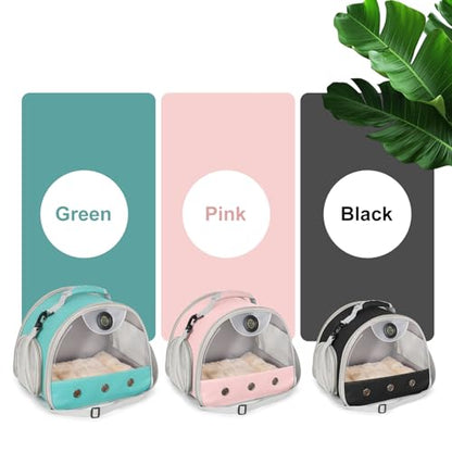 Bearded Dragon Carrier, Reptile Travel Bag with Built-in Thermometer Hygrometer, Breathable Small Animal Carrier with Clear View Window, Portable Guinea Pig Carrier for Gecko, Snake, Hamster - color: Pink