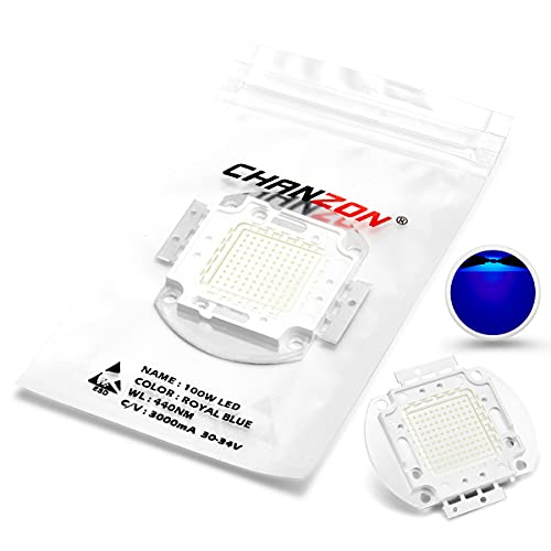 CHANZON High Power Led Chip 100W Royal Blue Plant Grow Light 440nm - 450nm | (3000mA / DC 30V - 34V / 100 Watt) SMD COB Emitter Diode Components Bead for DIY Hydroponic Aquarium Growing Lamps - color: K) Royal Blue (440nm)