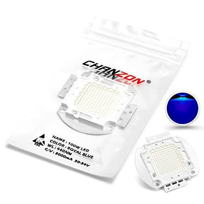 CHANZON High Power Led Chip 100W Royal Blue Plant Grow Light 440nm - 450nm | (3000mA / DC 30V - 34V / 100 Watt) SMD COB Emitter Diode Components Bead for DIY Hydroponic Aquarium Growing Lamps - color: K) Royal Blue (440nm)