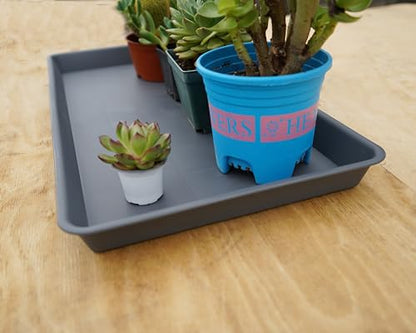 VUWEZ Rectangle Plant Tray, Plant Drip Tray, Plant Pot Saucers, Plant Germination Trays, Plant Saucers, 14.5'' x 11'' x 1.5'' (2 pack), Gray - color: Gray, size: 14.5'' x 11'' x 1.5'' (2 pack)