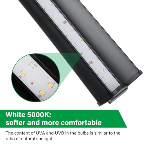 UVB Light for Reptiles, 10W HO LED UVB Reptile Light Fixture UVA UVB Lamp Bulb Terrarium Light for Bearded Dragon Turtle Snake Crested Gecko Chameleon, 12 Inch