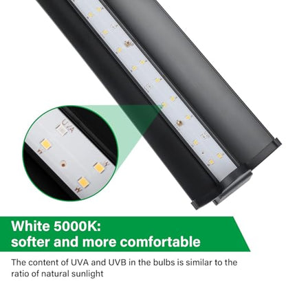 UVB Light for Reptiles, 10W HO LED UVB Reptile Light Fixture UVA UVB Lamp Bulb Terrarium Light for Bearded Dragon Turtle Snake Crested Gecko Chameleon, 12 Inch