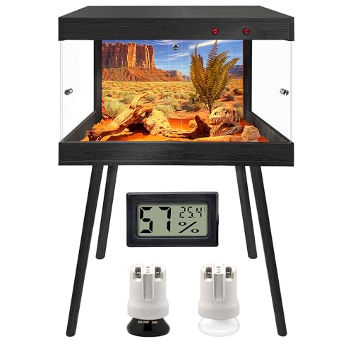 ROYXEN Reptile Tank 30 Gallon, Bearded Dragon Tank with Leg Stand, Tempered Glass Reptile Enclosure, Lizard Tank for Chameleon, Lizard Habitat (Black, 24 Length Inch) - color: Black, size: 24"x16"x15.5"
