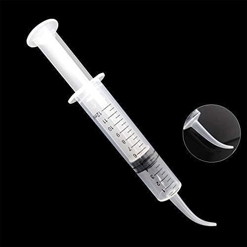 Honbay 6PCS Plastic Pet Feeding Syringe with Measurement for Birds Dogs Cats (Curved Tip)