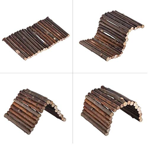 Hamiledyi 2 PCS Extra Large Wooden Reptile Hideout Bearded Dragon Bendy Bridge Climbing Ladder Hiding Hut Reptiles Hide Cave Habitat Decor for Lizards Gecko Spiders Snakes Tortoise(20" x 11.8")
