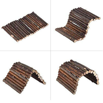 Hamiledyi 2 PCS Extra Large Wooden Reptile Hideout Bearded Dragon Bendy Bridge Climbing Ladder Hiding Hut Reptiles Hide Cave Habitat Decor for Lizards Gecko Spiders Snakes Tortoise(20" x 11.8")
