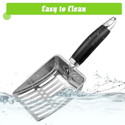 Cat Litter Scoop - Stainless Steel Metal Cat Litter Scoop-Kitty Metal Scooper-Sturdy Mesh Scooper - Mesh Shovel-Easy to Clean - Suitable for Cat Litter Box - Light Black - color: Black, size: M
