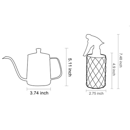 Watering Can for Indoor Plants, Black Water Can Spray Bottle 2 Pack | Long Spout Metal Stainless Steel 21 oz Watering Can with 14 oz Glass Plant Mister Spray Bottle for Plant Bonsai Water Can - color: Black Watering Can + Grey Spray Bottle