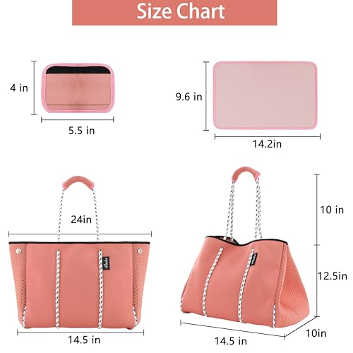 Hibala Neoprene Multipurpose Beach Bag,Gym/Travel/Pool Bag,Tote For Women&Men - color: Pink