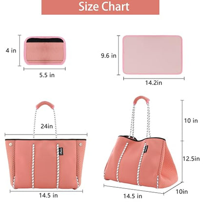 Hibala Neoprene Multipurpose Beach Bag,Gym/Travel/Pool Bag,Tote For Women&Men - color: Pink