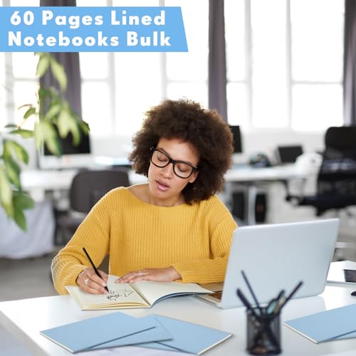 100 Pcs Journals Notebooks Bulk - Kraft Softcover A5 Small Notebooks 5.5 Inch x 8.3 Inch Notepads with 60 Page 30 Sheet for Writing Sketch Travel Office Supplies(Light Blue,Lined) - color: Light blue, style: Lined