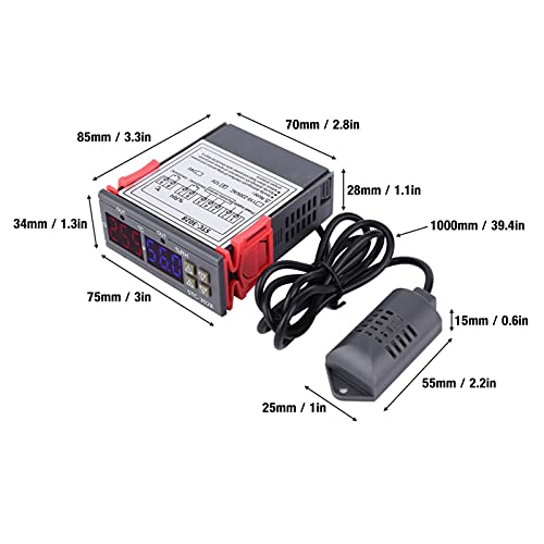 Temperature Controller STC 3028 12V Optional Integrated Sensor for Fermentation Reptile Incubation Home Brewing, 1°C Accuracy 0.1 Resolution Large Screen Display (12V) - size: 12V