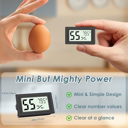 12-Pack Mini Hygrometer Indoor Humidity Meter, Highly Accurate Digital Thermometer Humidity Gauge Meter, Indoor Thermometer Hygrometer Monitor Fahrenheit (℉) for Humidors