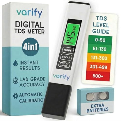 Instant 4-in-1 TDS Meter Digital Water Tester for Drinking Water | Accurate 0–9990 PPM EC & Temp Readings | Ideal for RO Systems, Aquariums, Pools – Built for Professionals, Easy for Anyone - size: 1 Pack