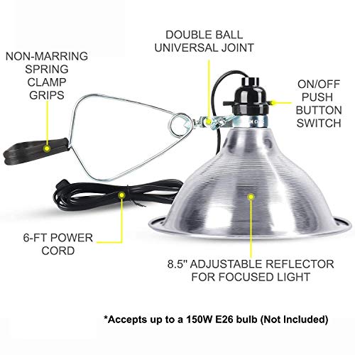 Simple Deluxe Clamp Lamp Light Socket with 8.5 Inch Aluminum Reflector, Suit for Max 150 Watt Lamp (No Bulb Included) with 18/2-Gauge 6 Feet Cord, 4-Pack - size: 8.5 Inch (150 Watts), style: 4-Pack