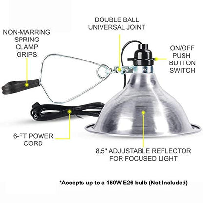 Simple Deluxe Clamp Lamp Light Socket with 8.5 Inch Aluminum Reflector, Suit for Max 150 Watt Lamp (No Bulb Included) with 18/2-Gauge 6 Feet Cord, 4-Pack - size: 8.5 Inch (150 Watts), style: 4-Pack